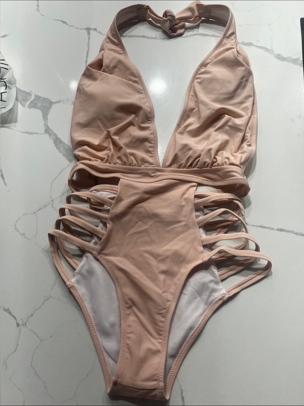 Aritzia Women's Halter One-Piece Swimsuit in Blush Nude​